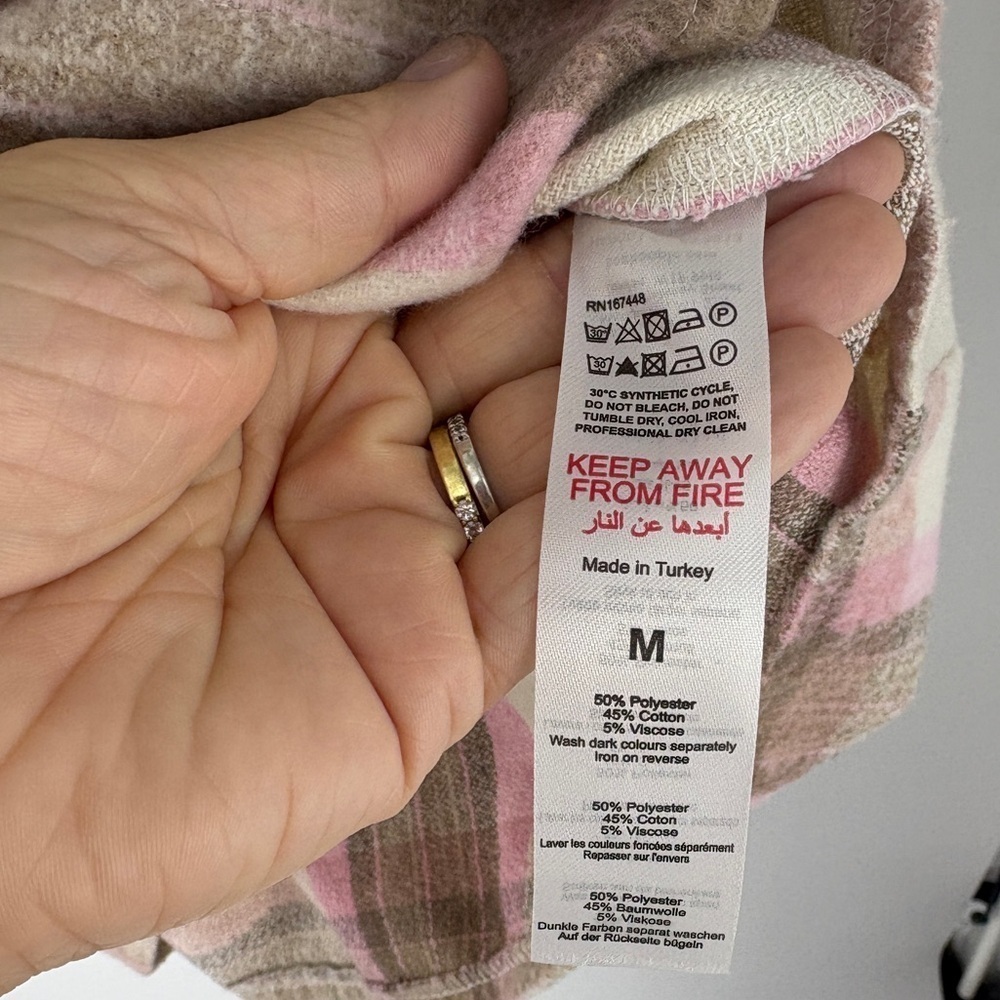 Boohoo Men's Pink and Brown Plaid Shirt Jacket - Picture 7 of 11